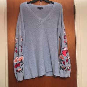 American Eagle floral embroidered sweater